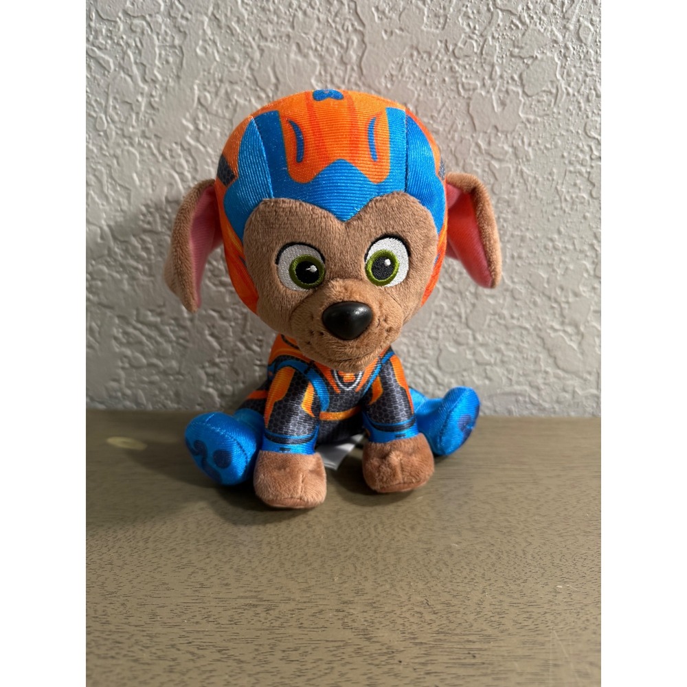 Paw Patrol Zuma Mighty Pups Orange Blue Superhero Plush Stuffed Animal 6.5 Inch